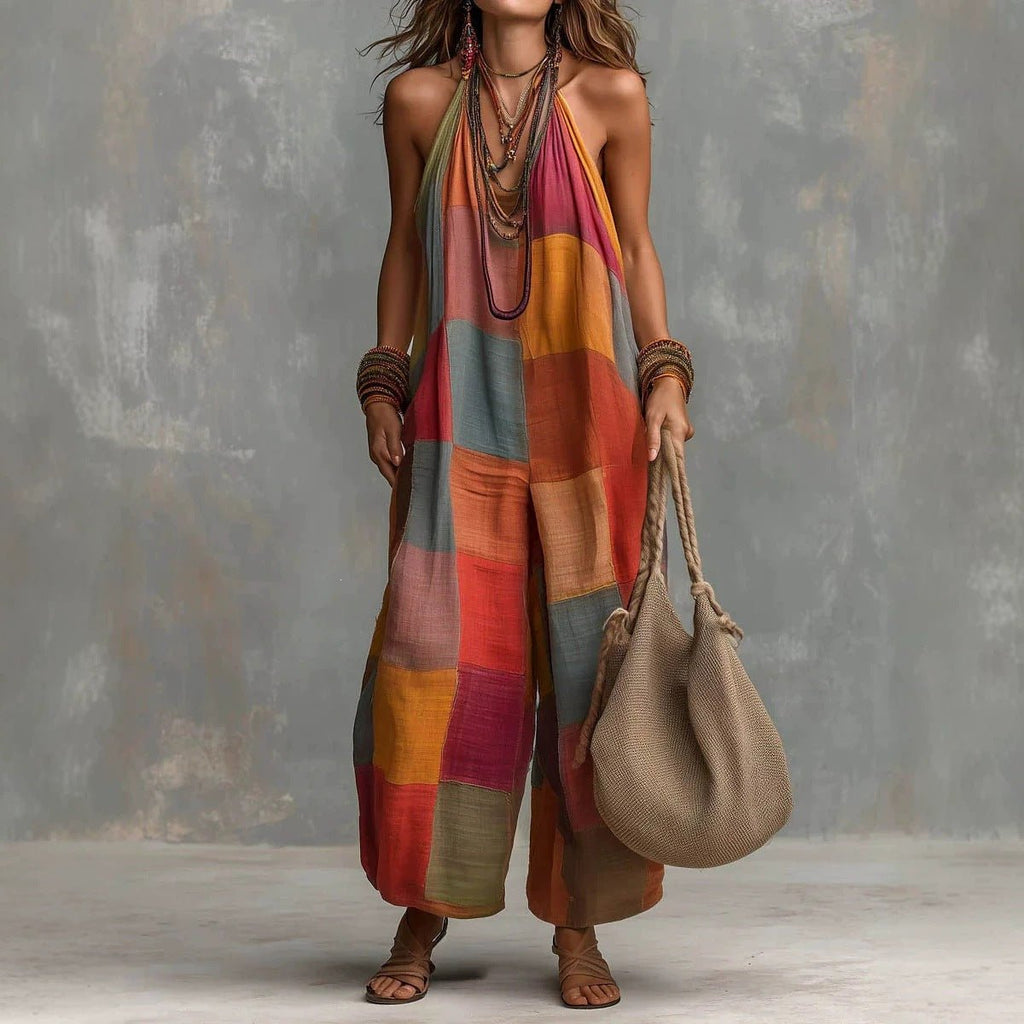 Women's Plaid Print Jumpsuit – Sleeveless, Wide - Leg, Suspender Style - Destiny's Beautiful World