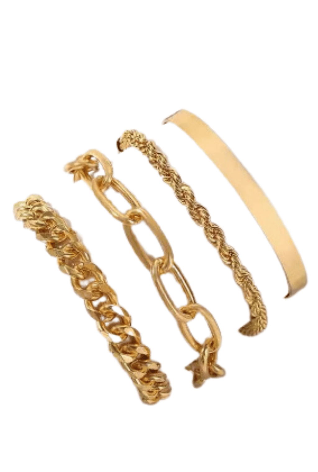 Curb Gold Cuban Four Set Chain Bracelets - Destiny's Beautiful World
