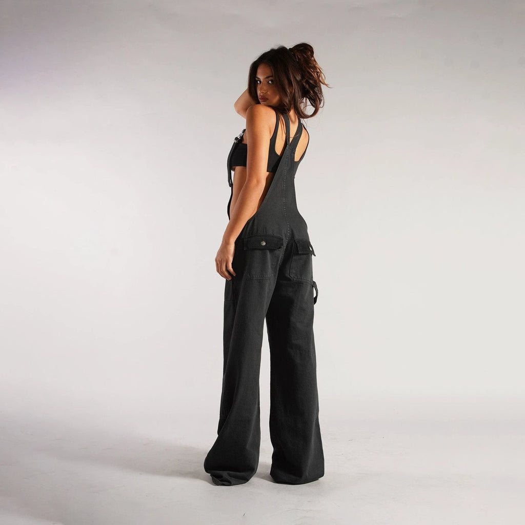 Y2K Denim Overalls - Zipper Suspender Jumpsuit