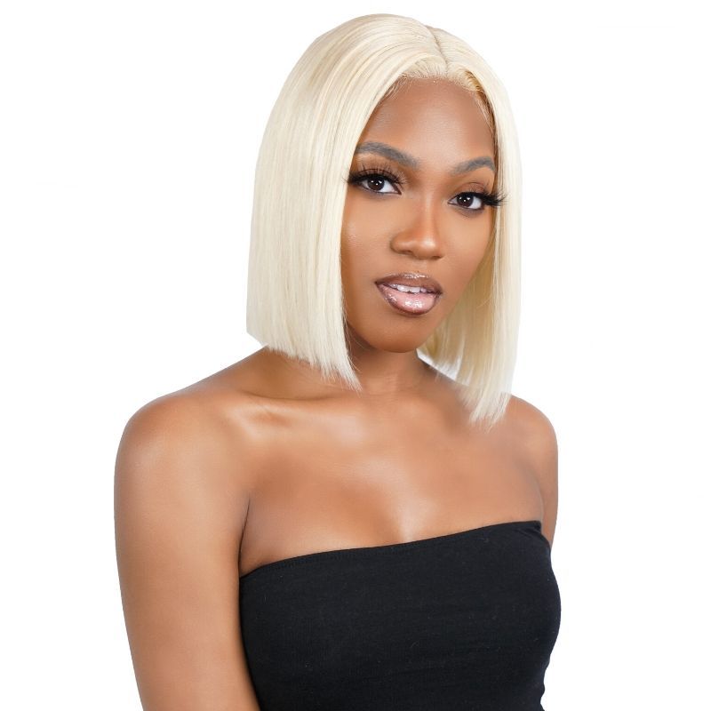 Blonde Straight 13x4 Transparent Lace 100% Human Hair Bob Wig - Destiny's Beautiful World