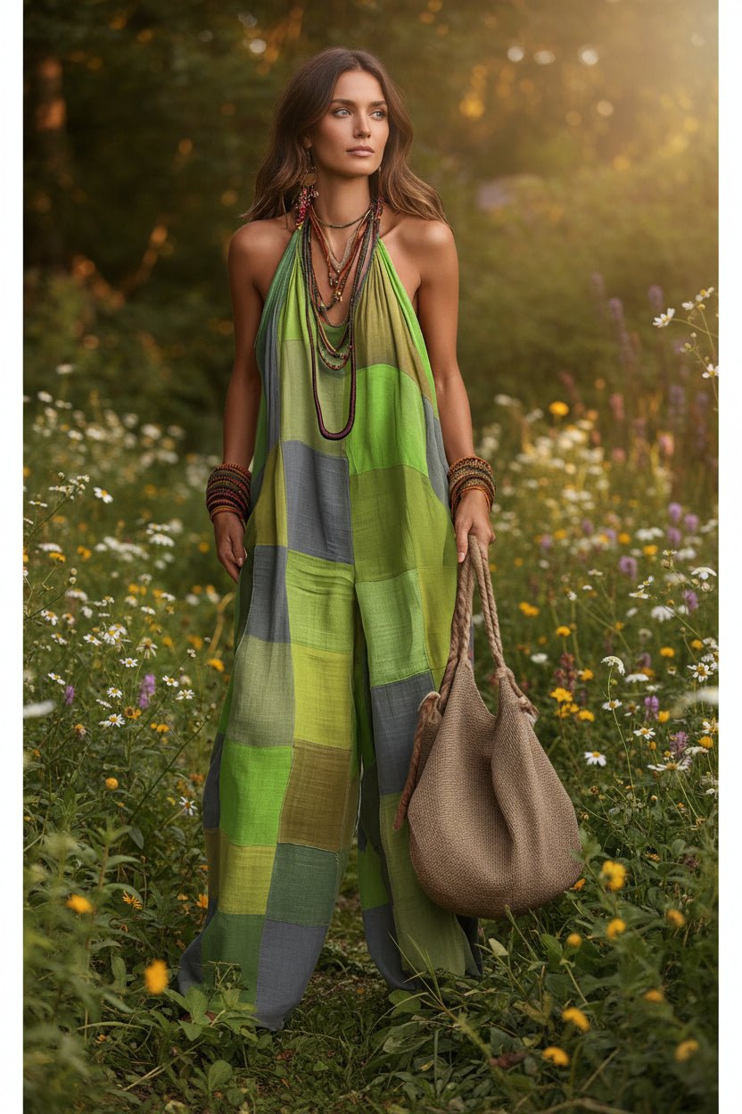 Women's Plaid Print Jumpsuit – Sleeveless, Wide - Leg, Suspender Style - Destiny's Beautiful World