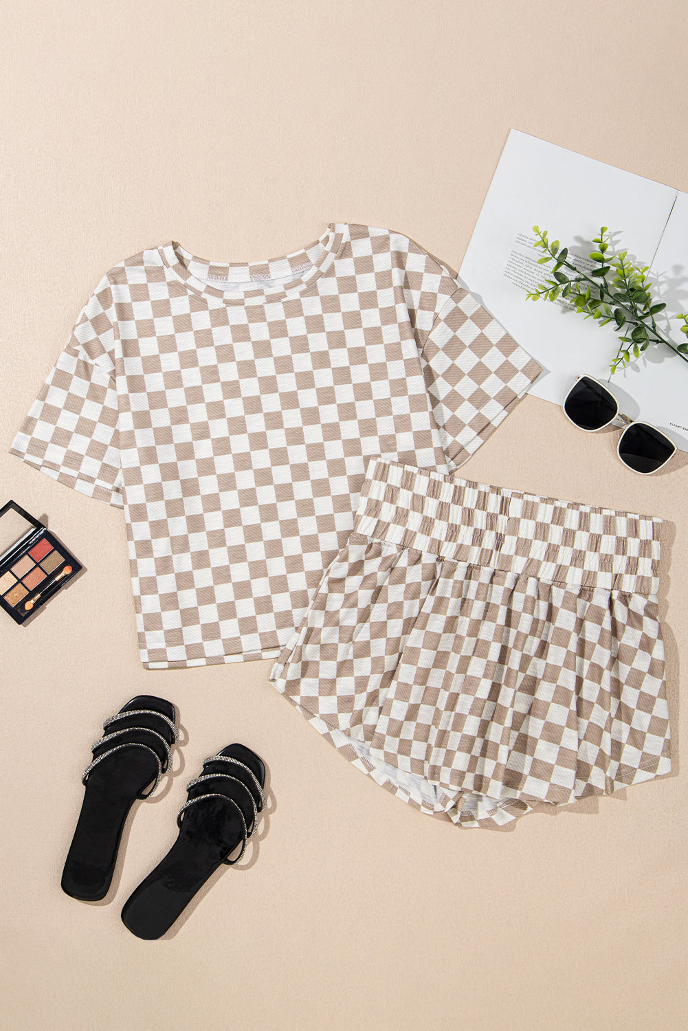 Checkered High Waist Set