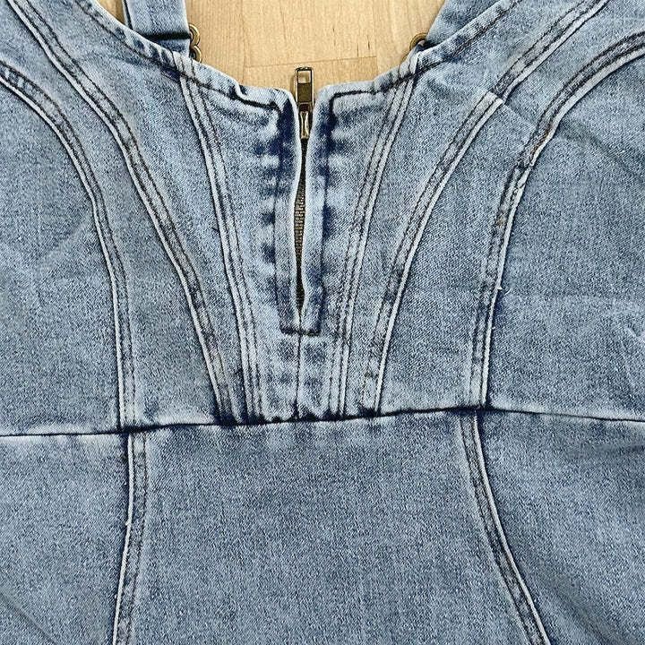 U - neck Suspender Denim Jean Dress - Destiny's Beautiful World