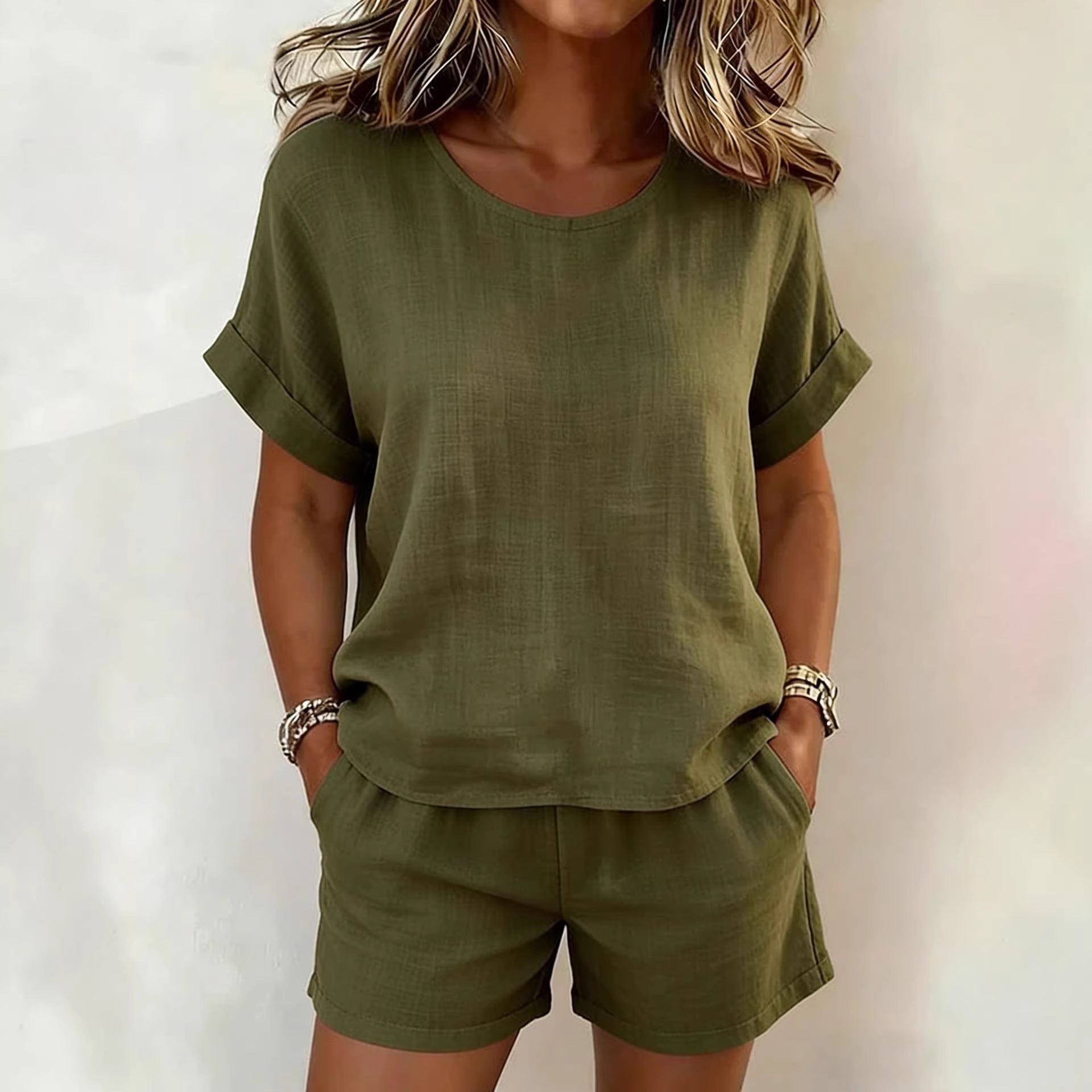 Solid Color Linen Set
