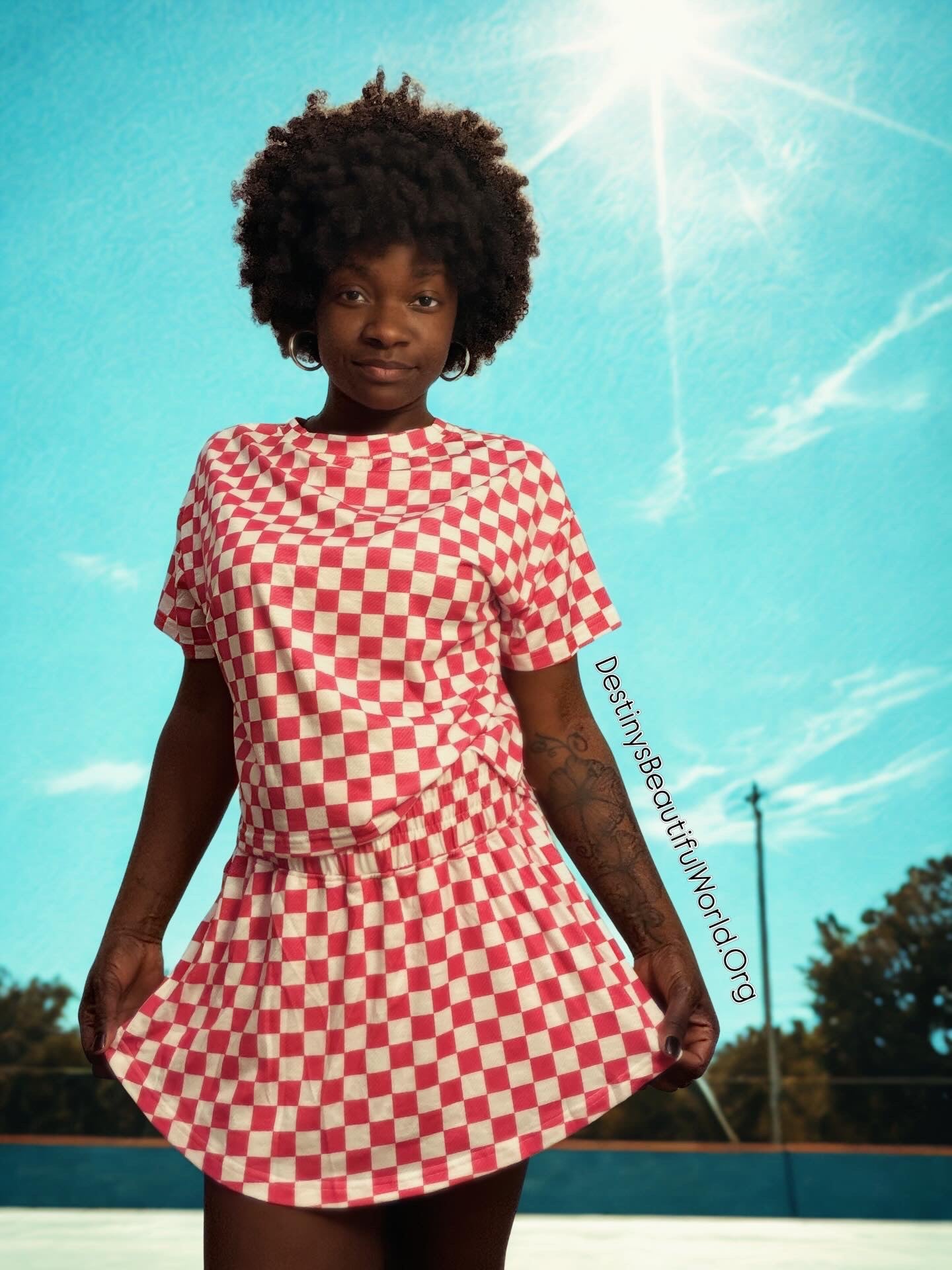 Checkered High Waist Set