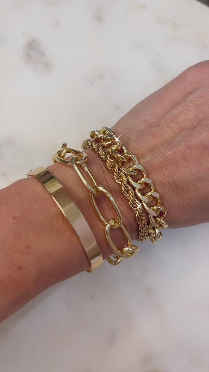 Curb Gold Cuban Four Set Chain Bracelets - Destiny's Beautiful World
