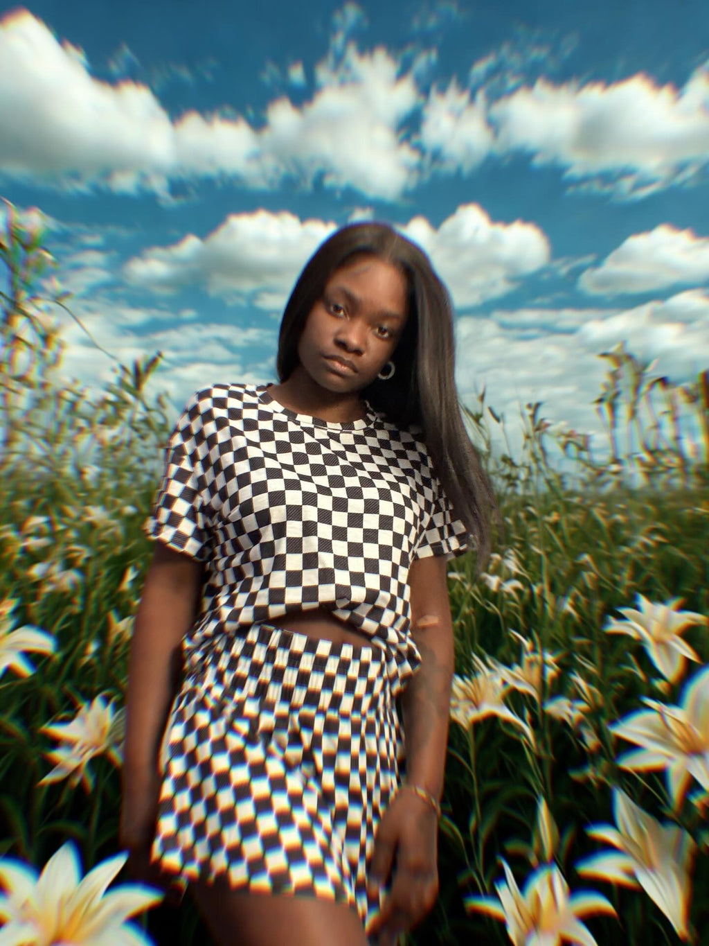 Checkered High Waist Set