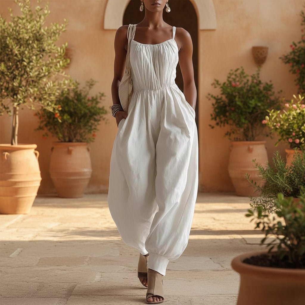 Women's Sleeveless Wide - Leg Jumpsuit – Knit, Low Waist, Flare Pants - Destiny's Beautiful World