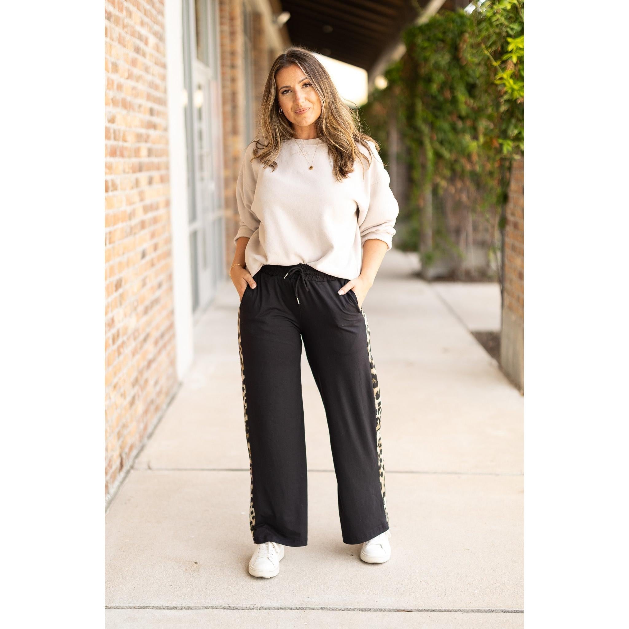 Wide Leg Leopard Panel Loungers - Destiny's Beautiful World