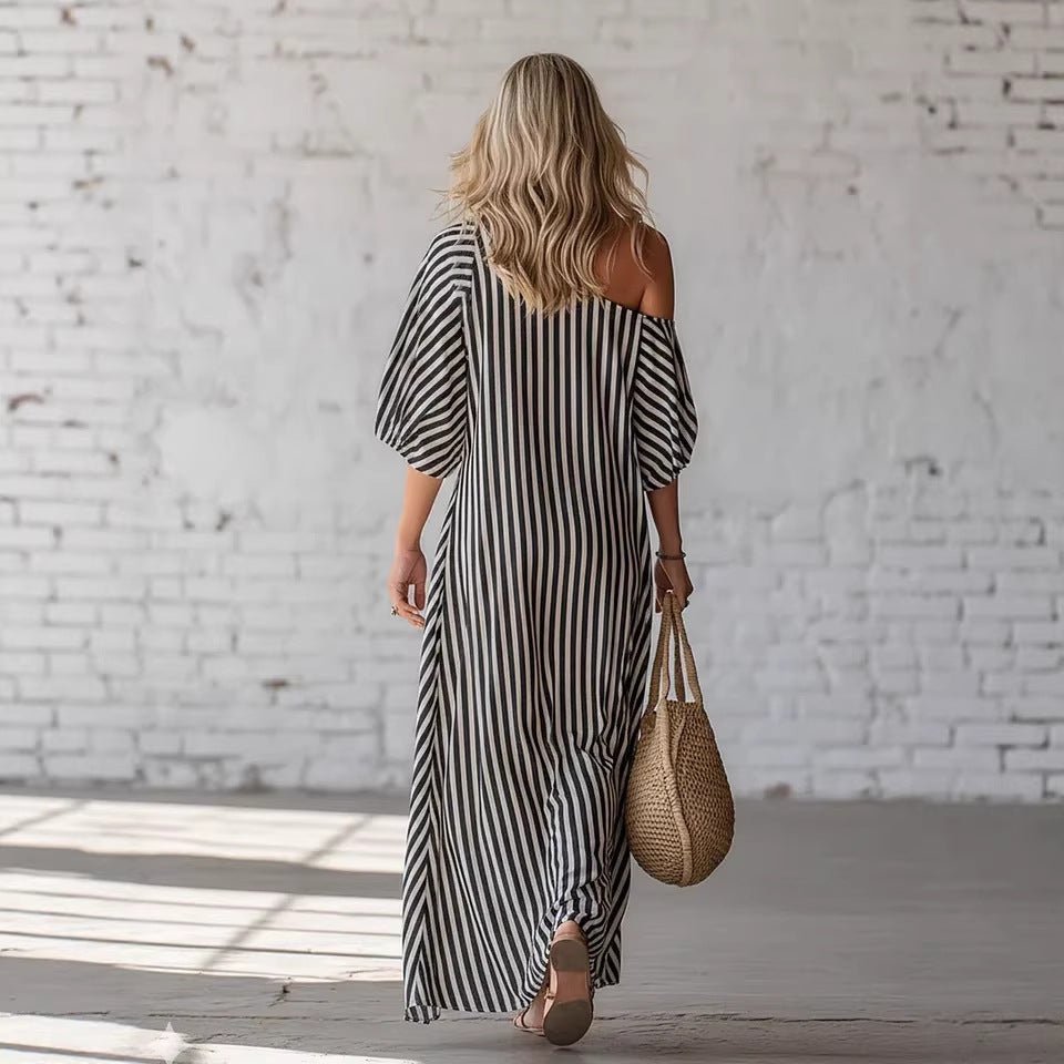 Striped Off - shoulder Dress - Destiny's Beautiful World