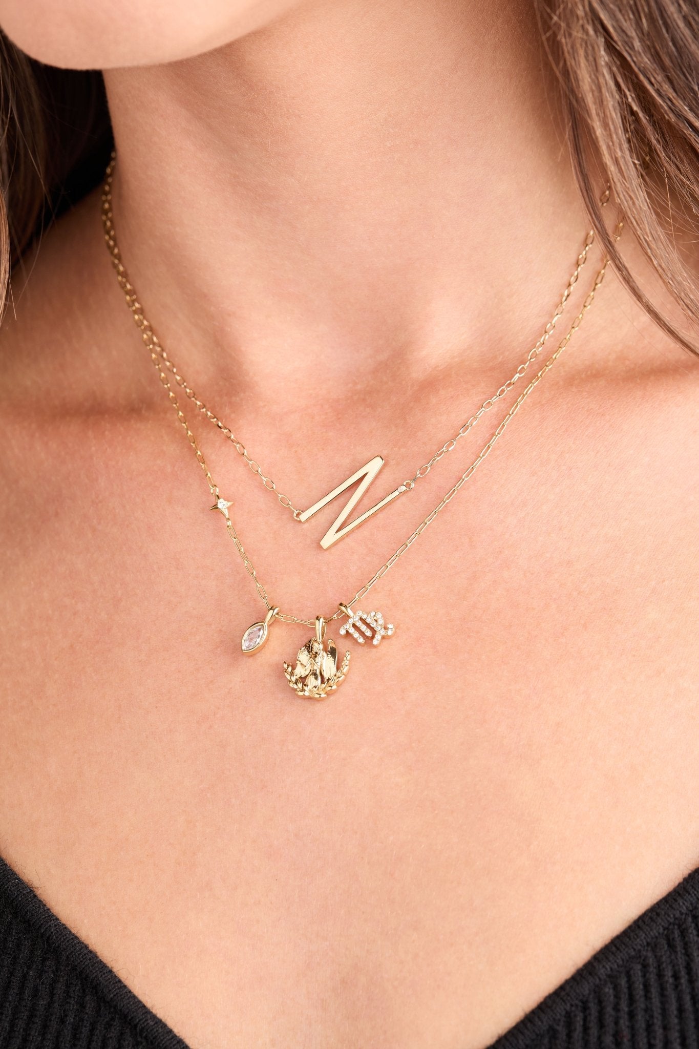 Virgo Zodiac Charm Cluster Necklace - Destiny's Beautiful World