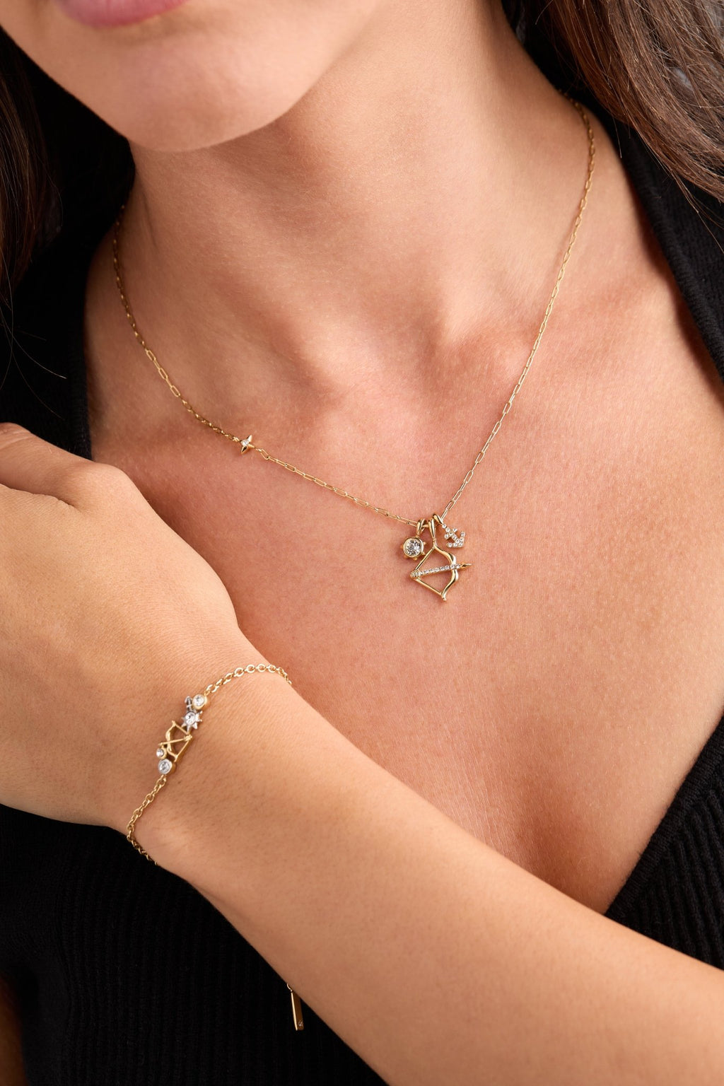 Sagittarius Zodiac Charm Cluster Necklace - Destiny's Beautiful World