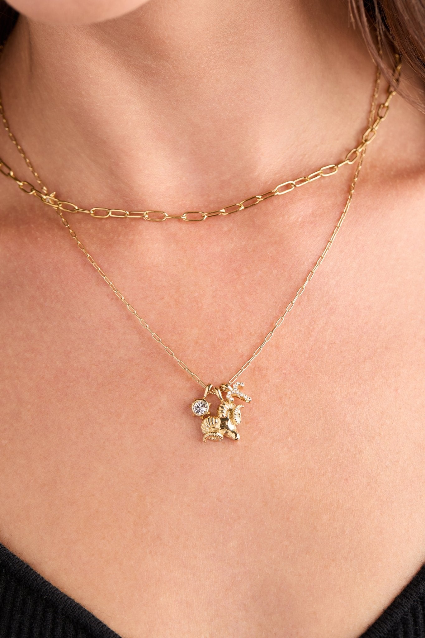 Aries Zodiac Charm Cluster Necklace - Destiny's Beautiful World