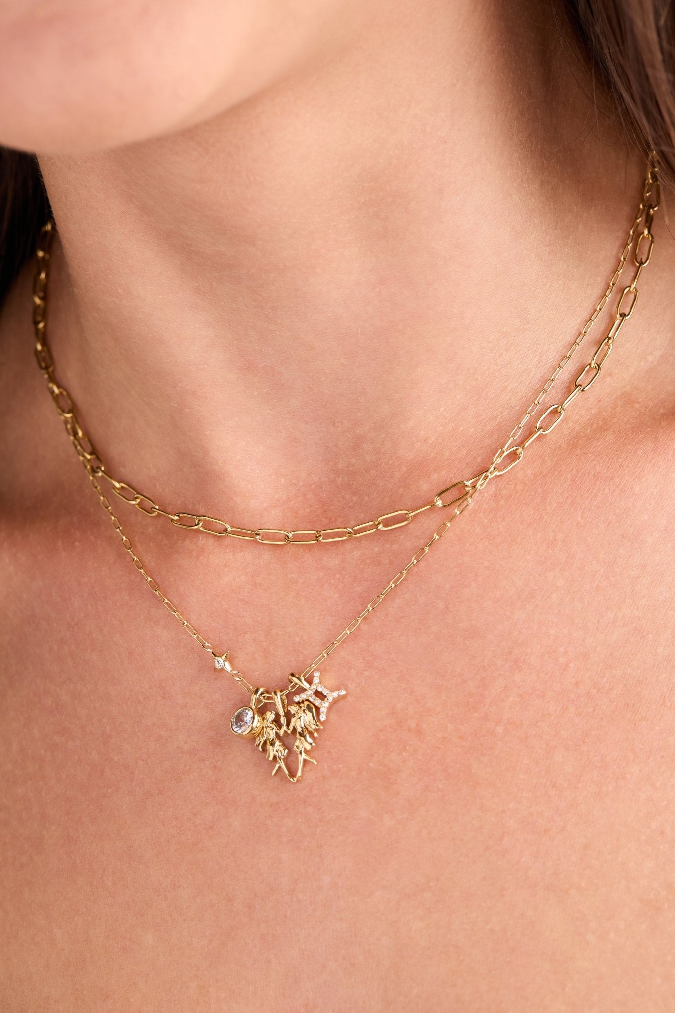 Gemini Zodiac Charm Cluster Necklace - Destiny's Beautiful World