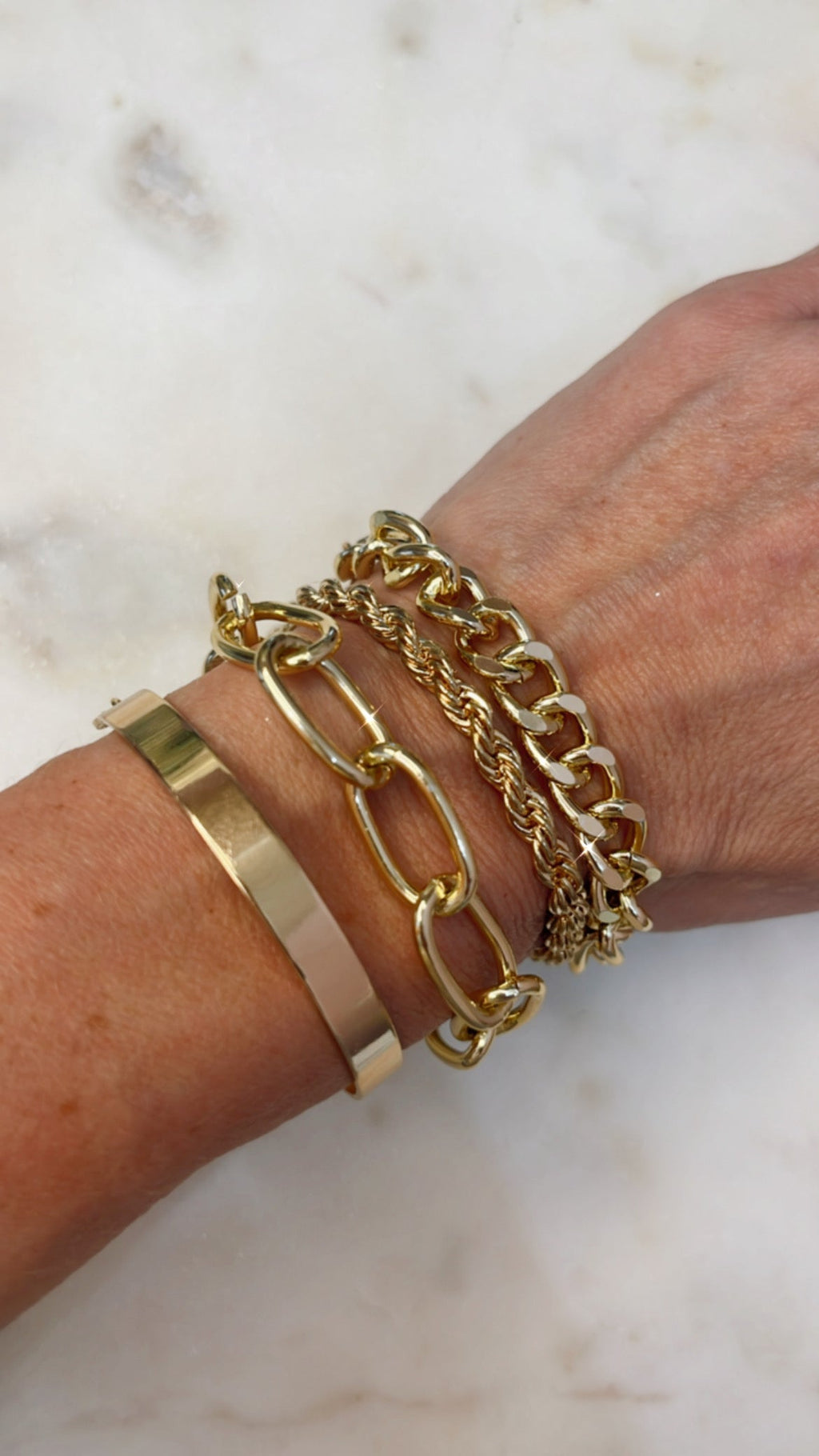 Curb Gold Cuban Four Set Chain Bracelets - Destiny's Beautiful World