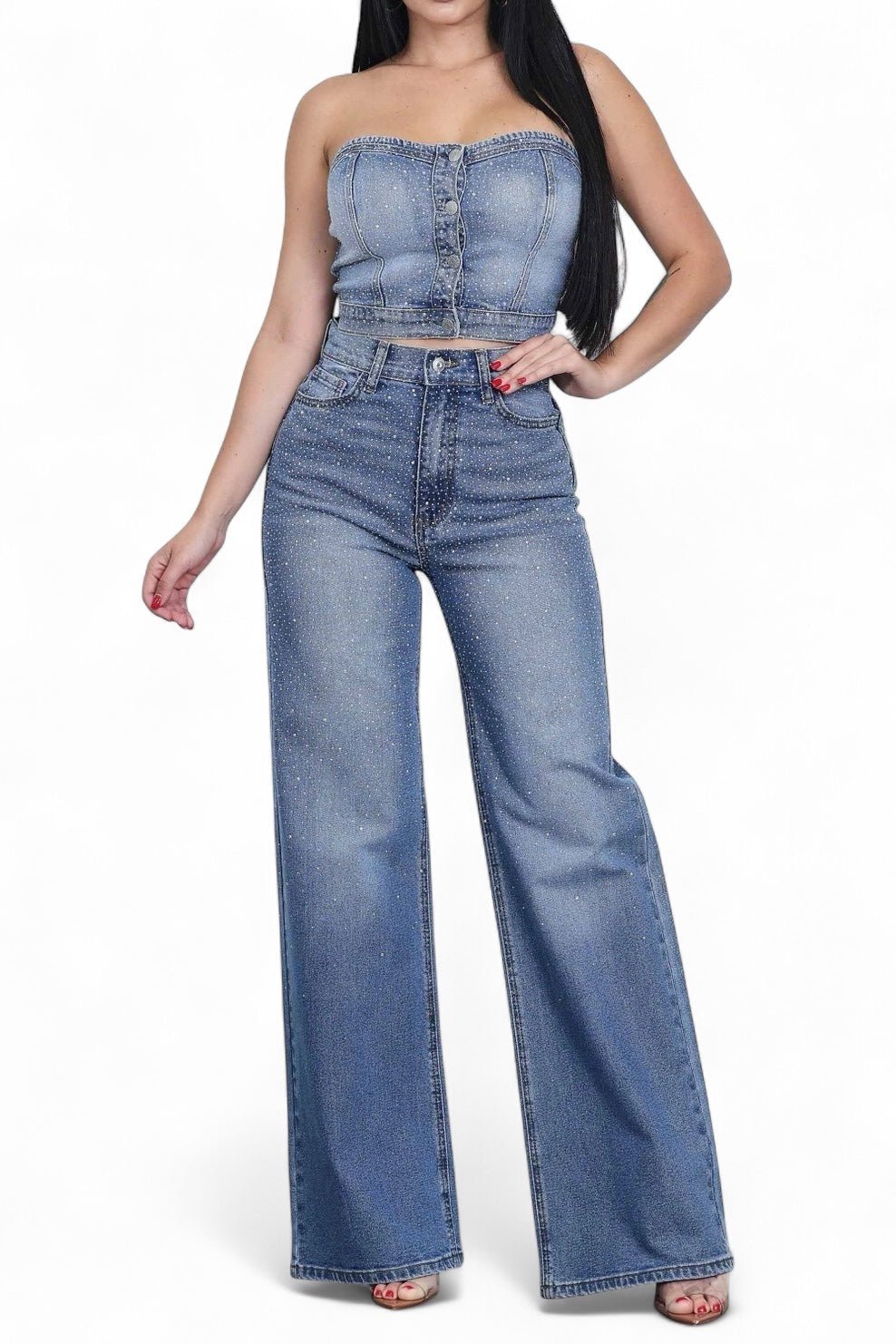 Iridescent Rhinestone Star Tube Top - Destiny's Beautiful World