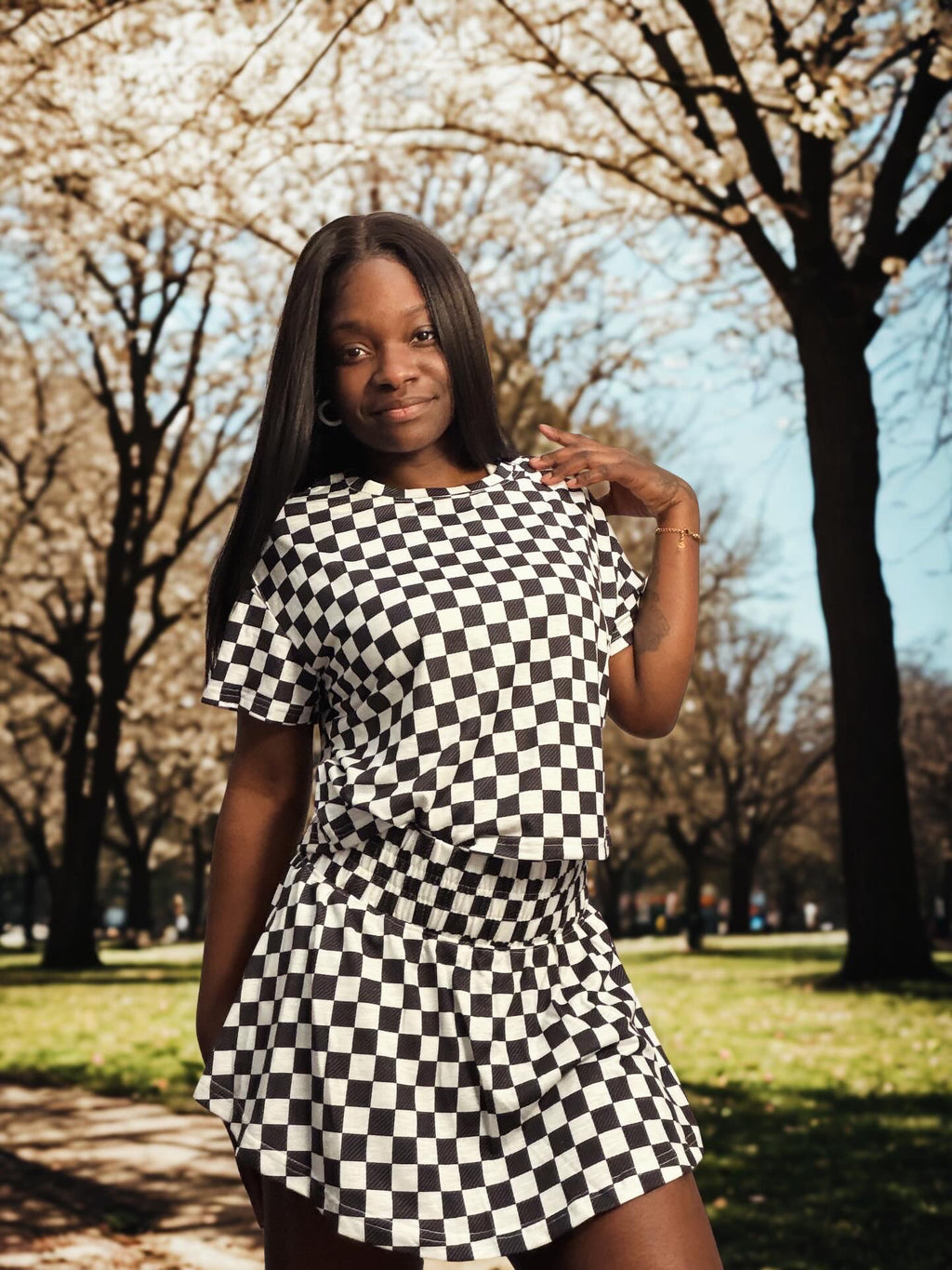 Checkered High Waist Set