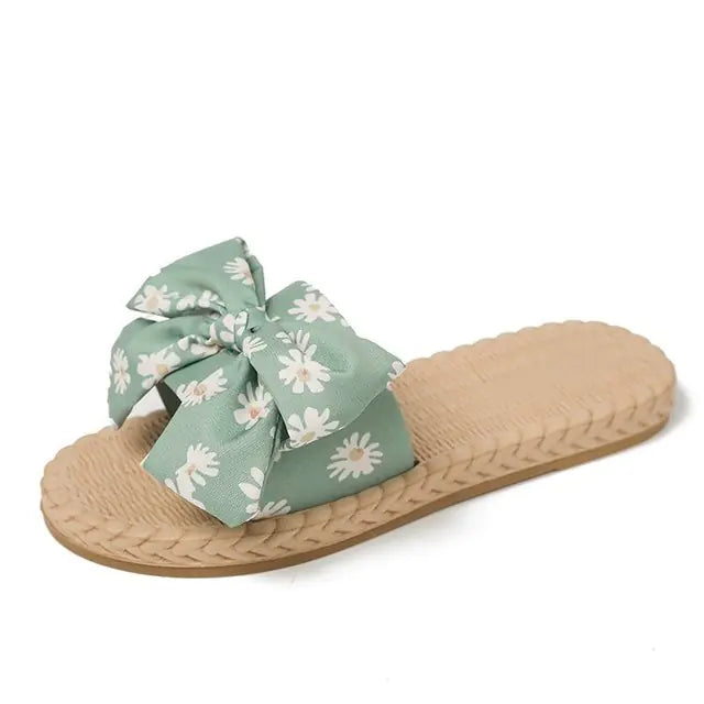 Summer Bow Flat Slip-On Sandals