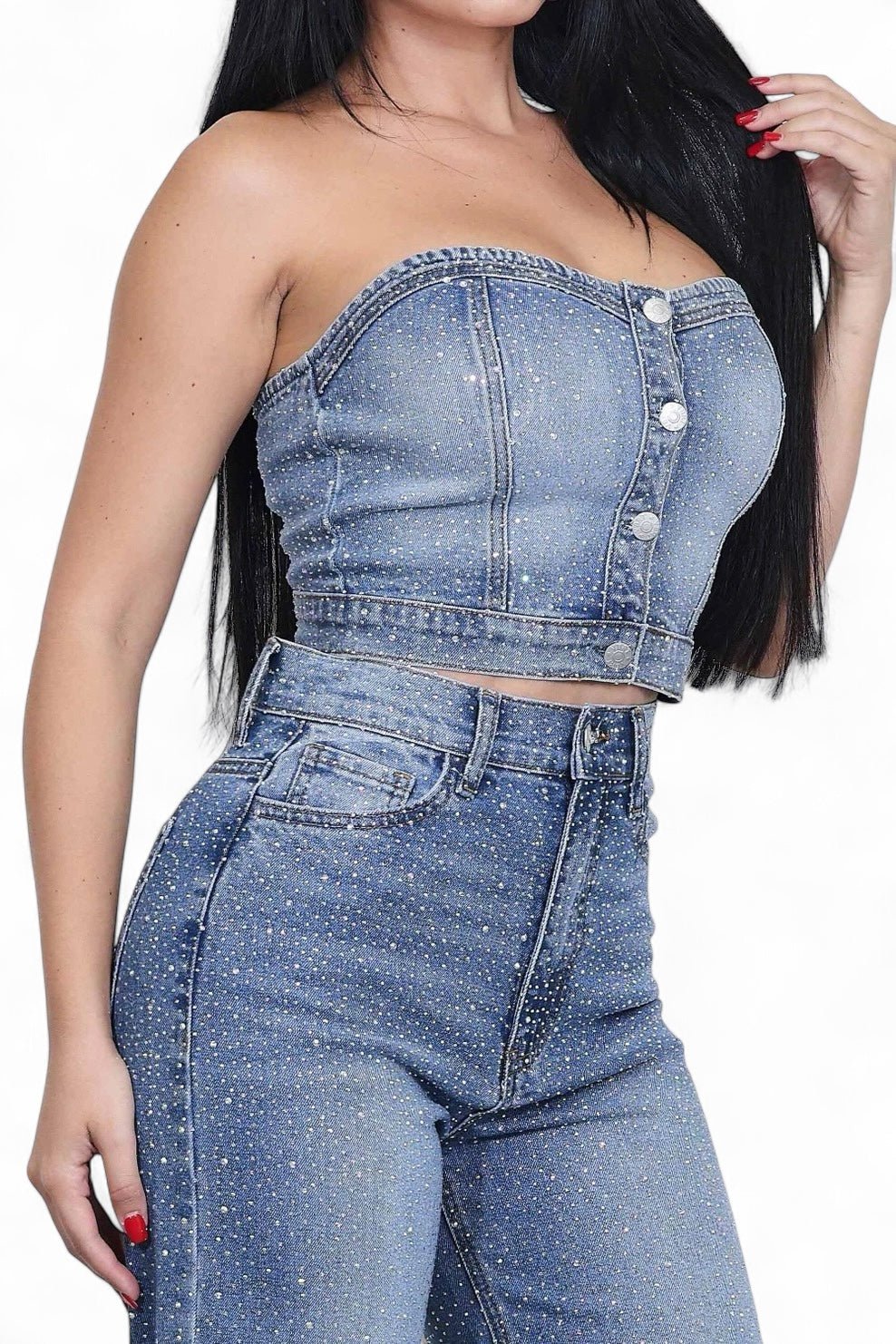 Iridescent Rhinestone Star Tube Top - Destiny's Beautiful World