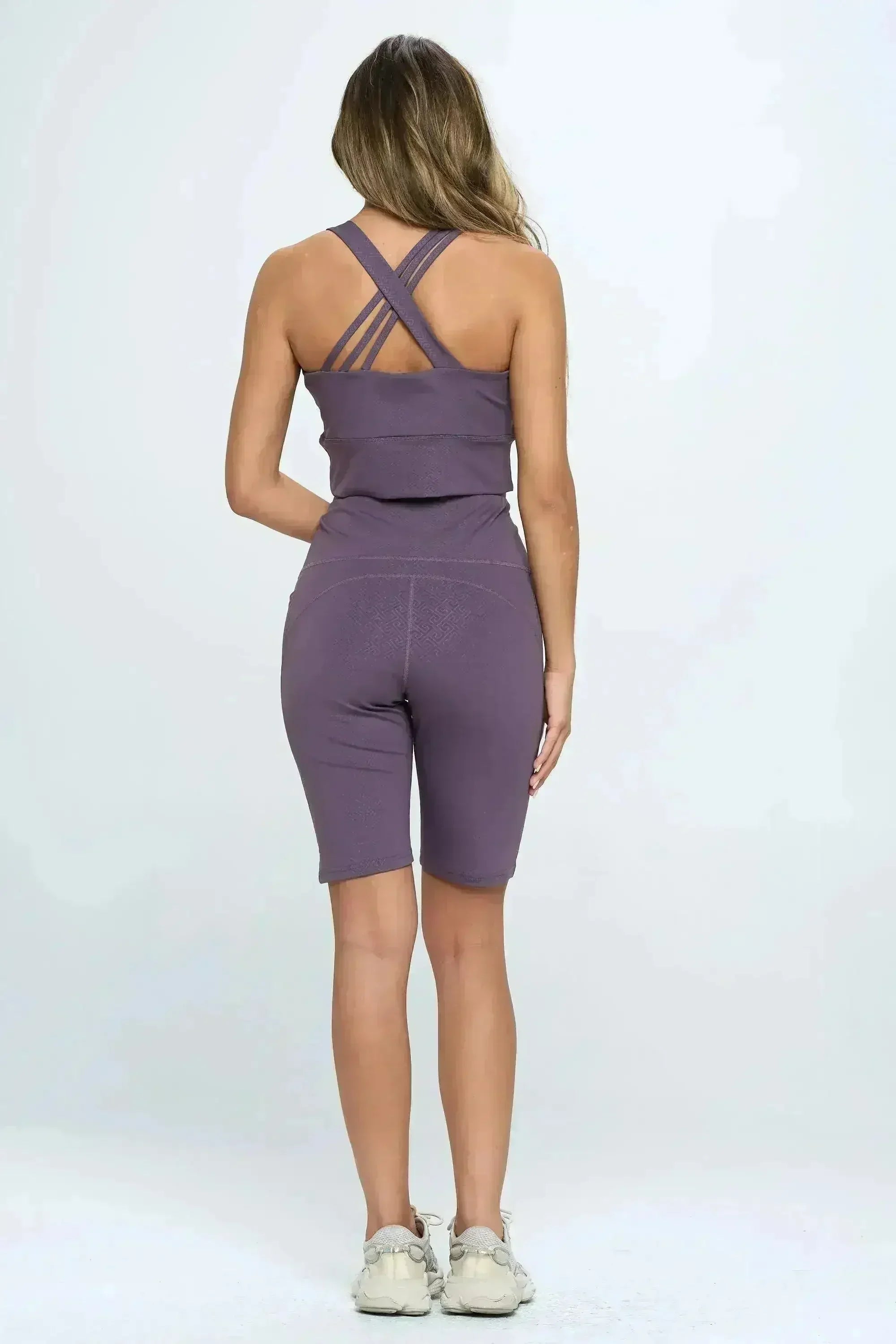 Crisscross Sports Bra & Biker Shorts Set