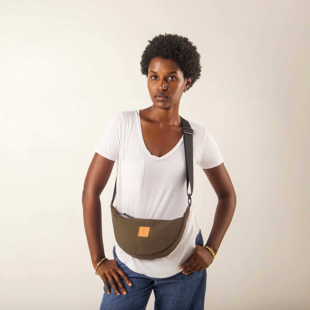 Round Mini Canvas Crossbody Shoulder Bag for Women