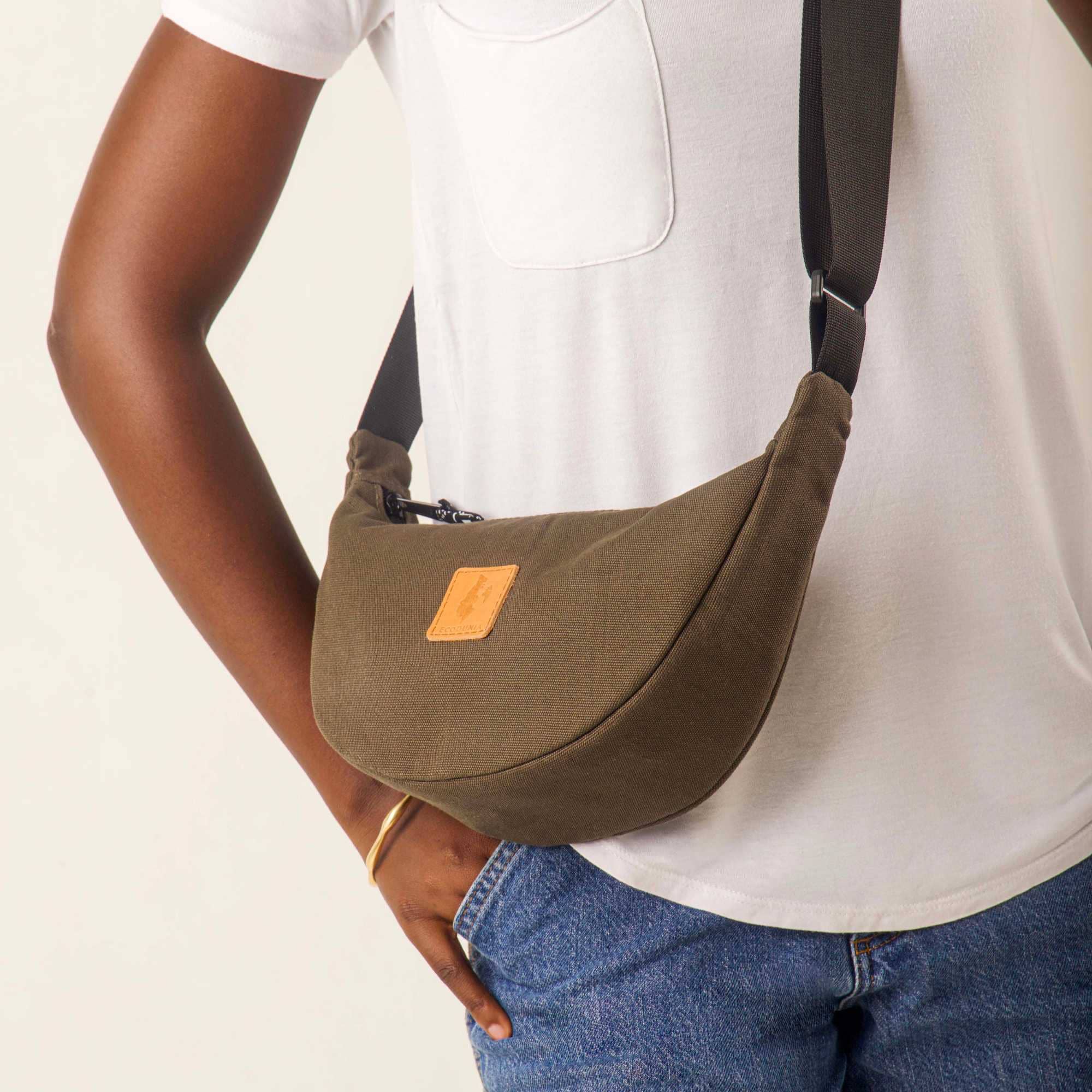 Round Mini Canvas Crossbody Shoulder Bag for Women