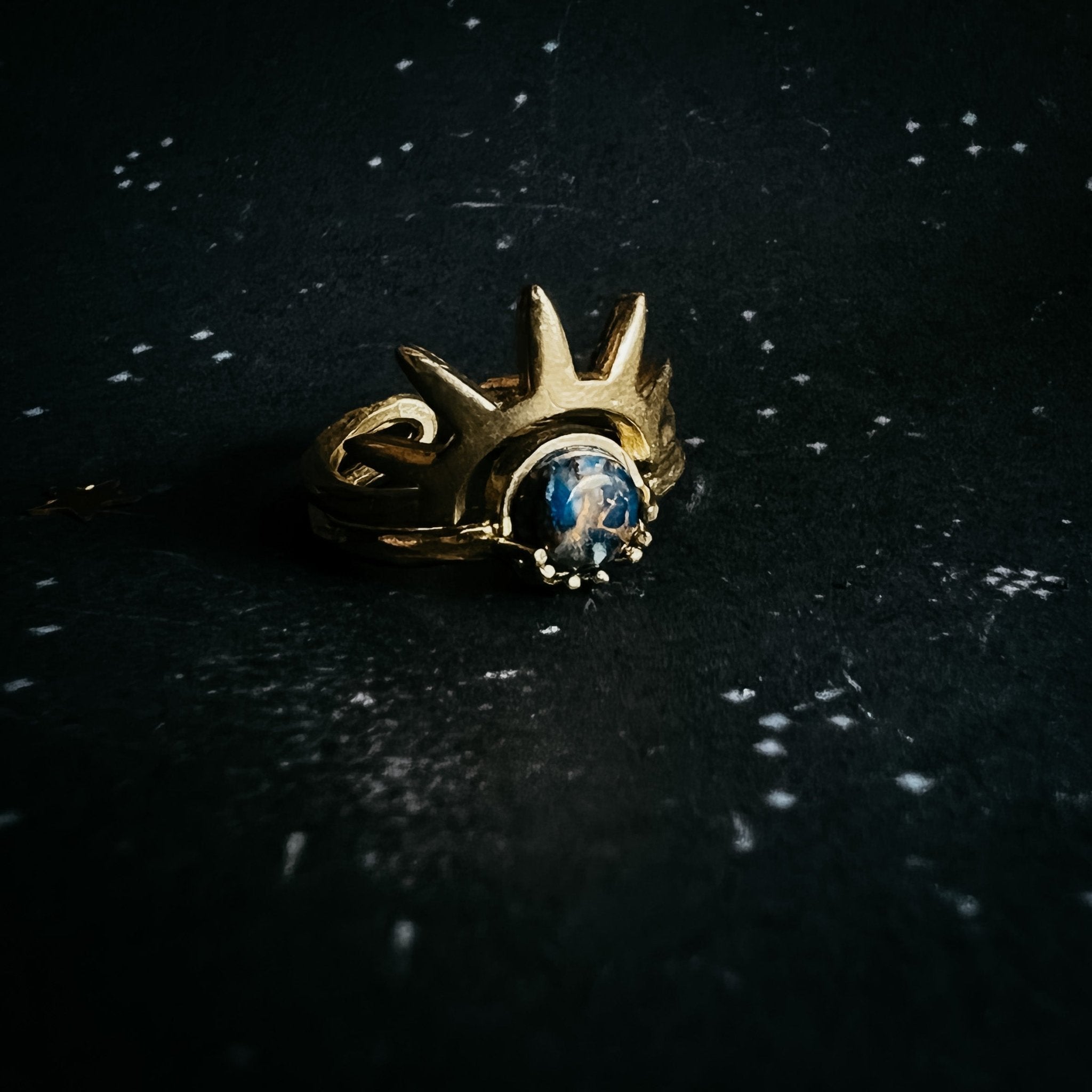 Dark Before the Dawn Sunburst Ring with Copper Lapis Lazuli - Destiny's Beautiful World