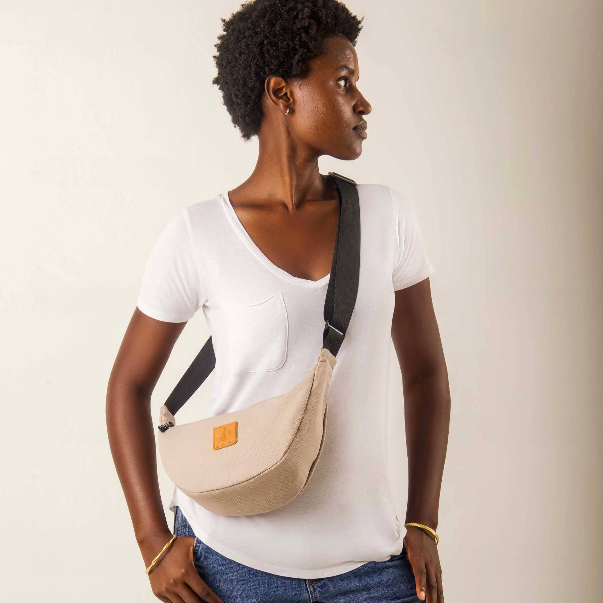 Round Mini Canvas Crossbody Shoulder Bag for Women