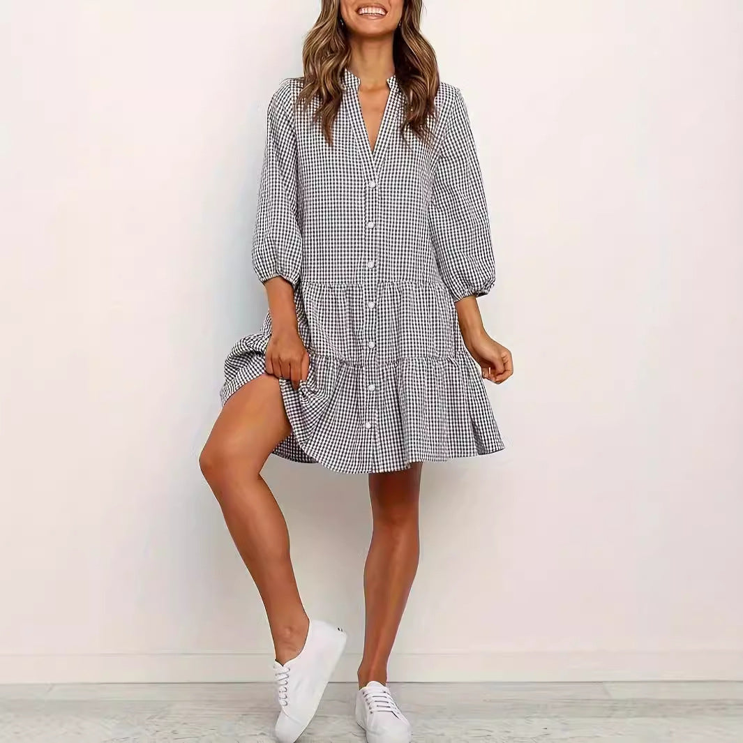 Plaid Casual Swing Dress