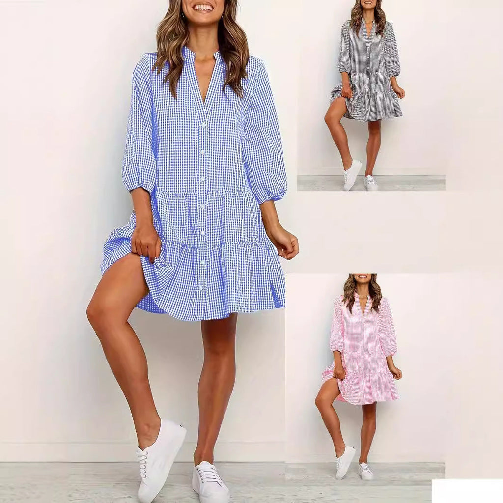 Plaid Casual Swing Dress