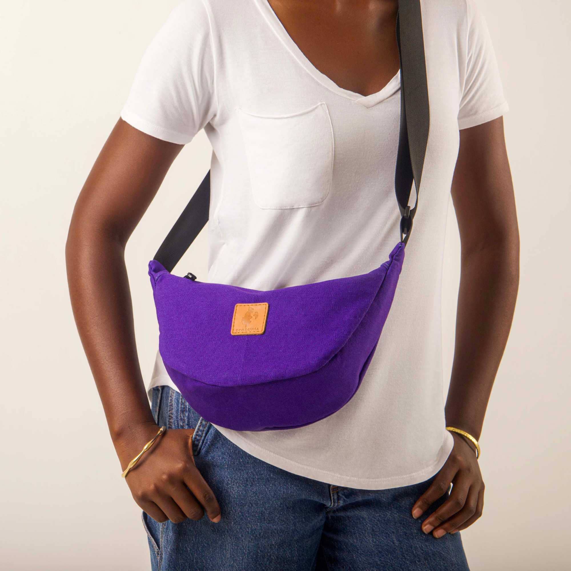 Round Mini Canvas Crossbody Shoulder Bag for Women
