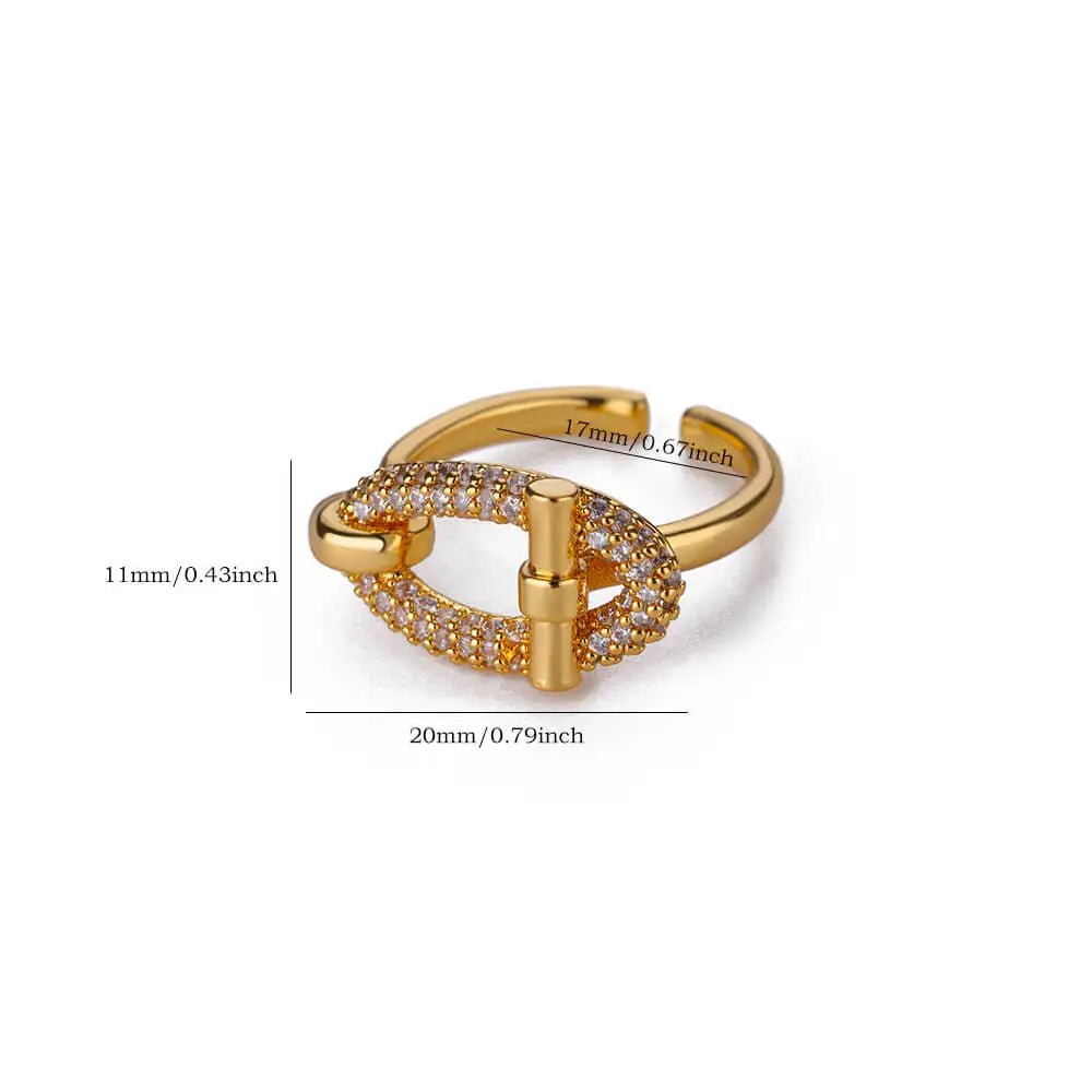 Stainless Steel Oval Hollow Zircon Open Rings - Destiny's Beautiful World