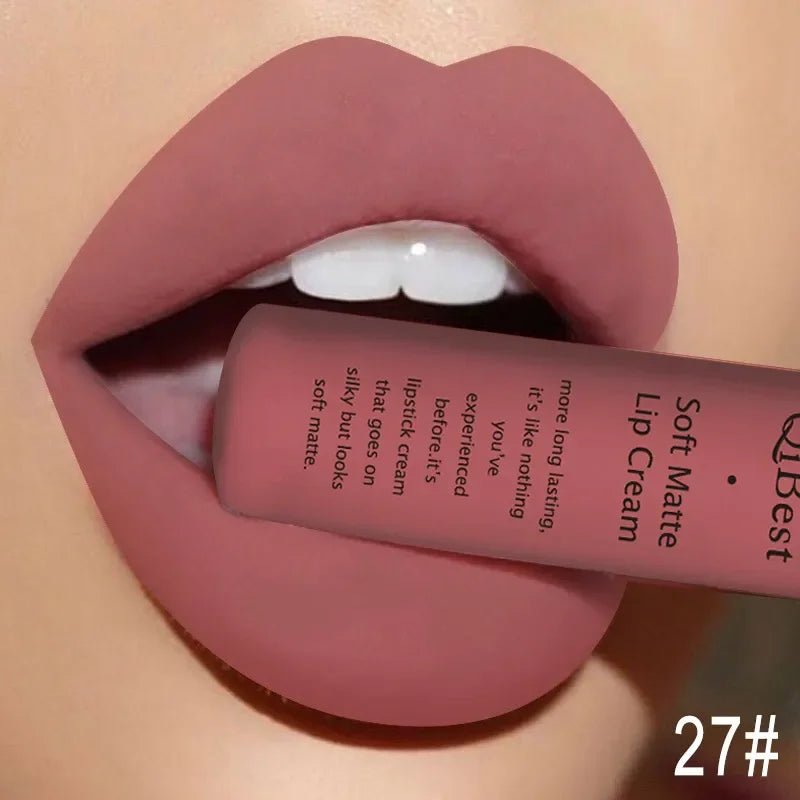Matte Liquid Lipstick Waterproof Long Lasting Sexy Velvet Lip Gloss Nude Pigment Red Black Women Beauty Makeup Cosmetics - Destiny's Beautiful World