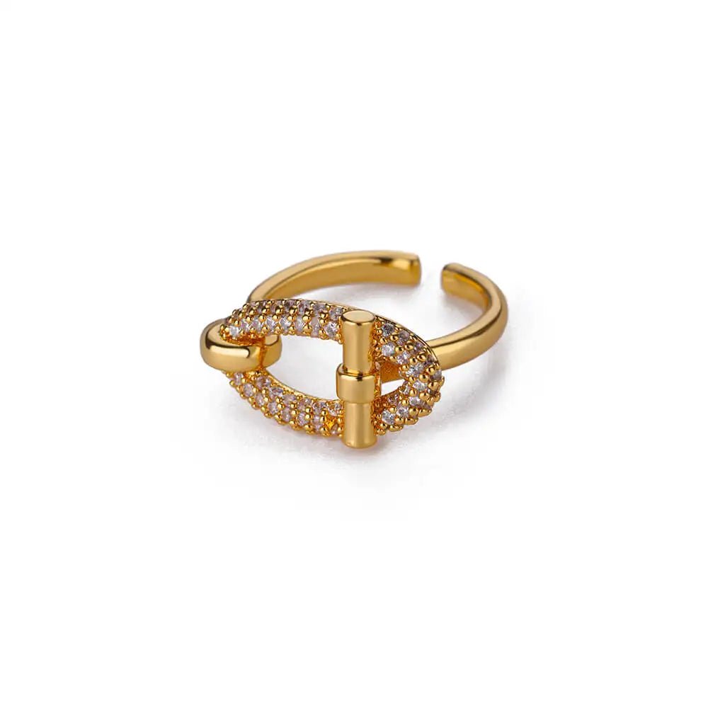 Stainless Steel Oval Hollow Zircon Open Rings - Destiny's Beautiful World