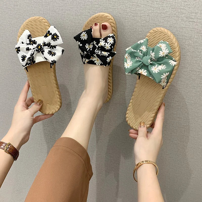 Summer Bow Flat Slip-On Sandals