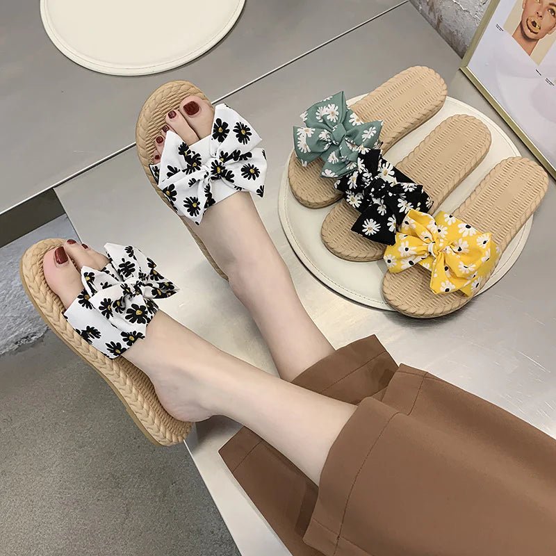 Summer Bow Flat Slip - On Sandals - Destiny's Beautiful World