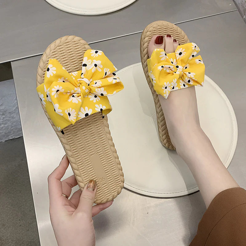 Summer Bow Flat Slip-On Sandals