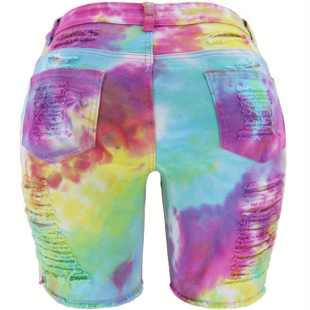 TieDye Denim Shorts Edgy Summer High Waist - Destiny's Beautiful World