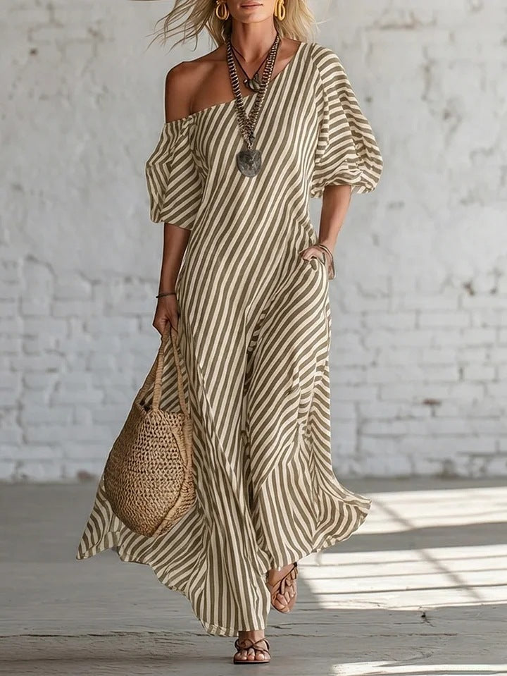 Striped Off-shoulder Dress