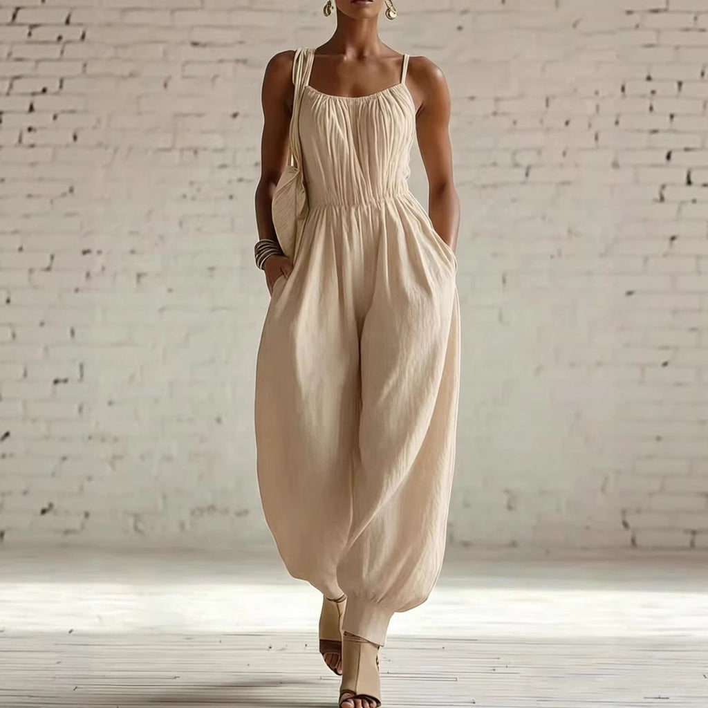 Women's Sleeveless Wide - Leg Jumpsuit – Knit, Low Waist, Flare Pants - Destiny's Beautiful World