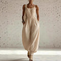 Women's Sleeveless Wide - Leg Jumpsuit – Knit, Low Waist, Flare Pants - Destiny's Beautiful World