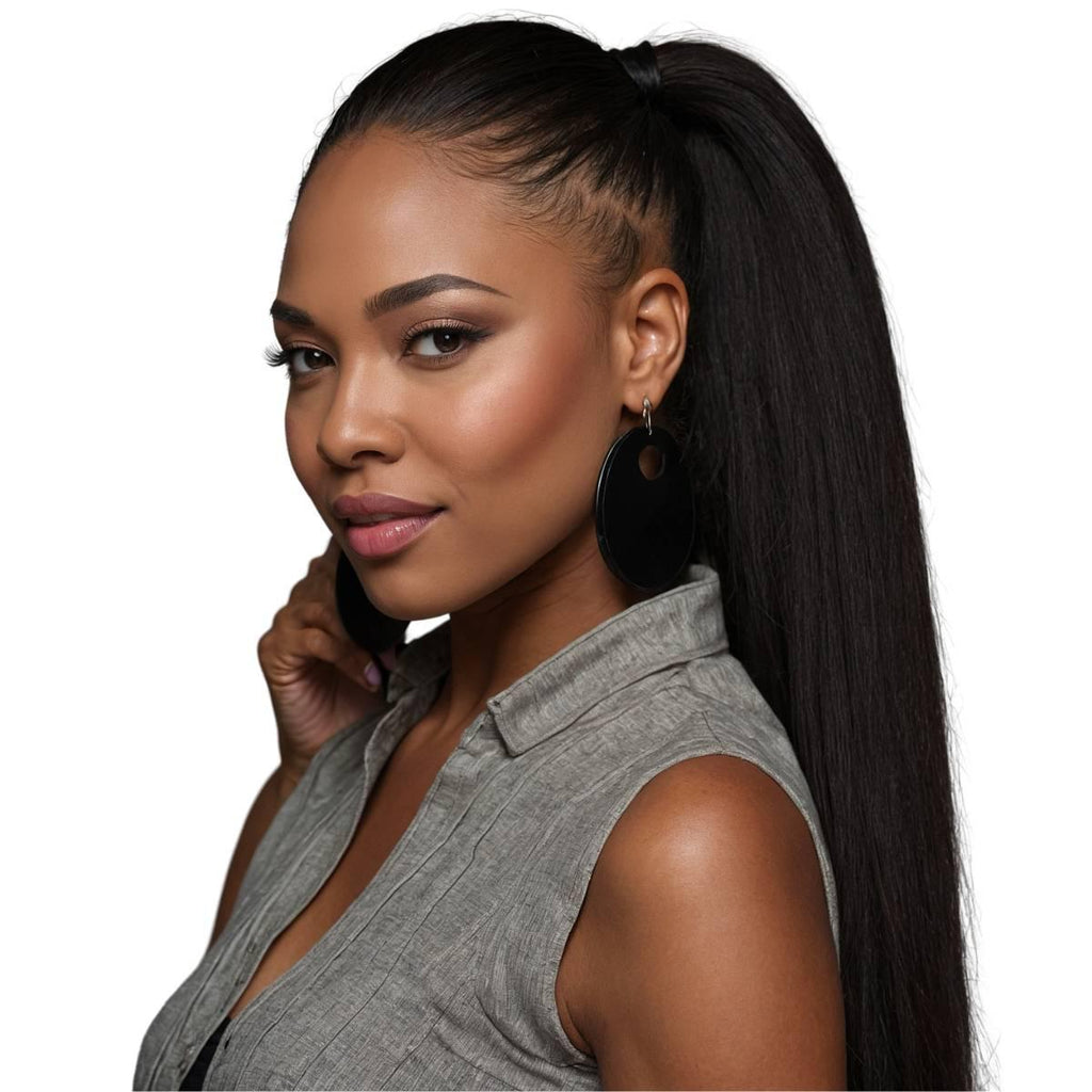 Yaki Straight 100% Human Hair Ponytail Extension - Destiny's Beautiful World