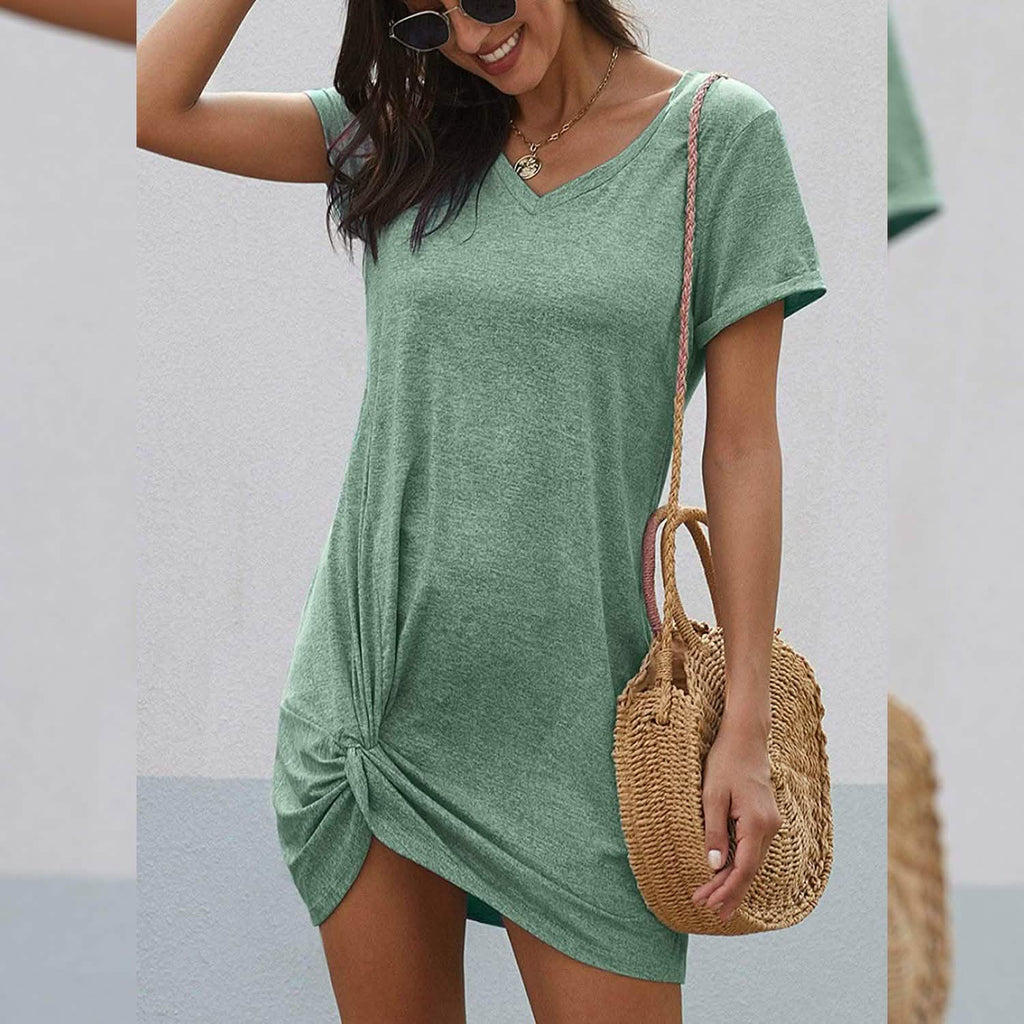 Short Sleeve Tshirt Side Knot Mini Dress