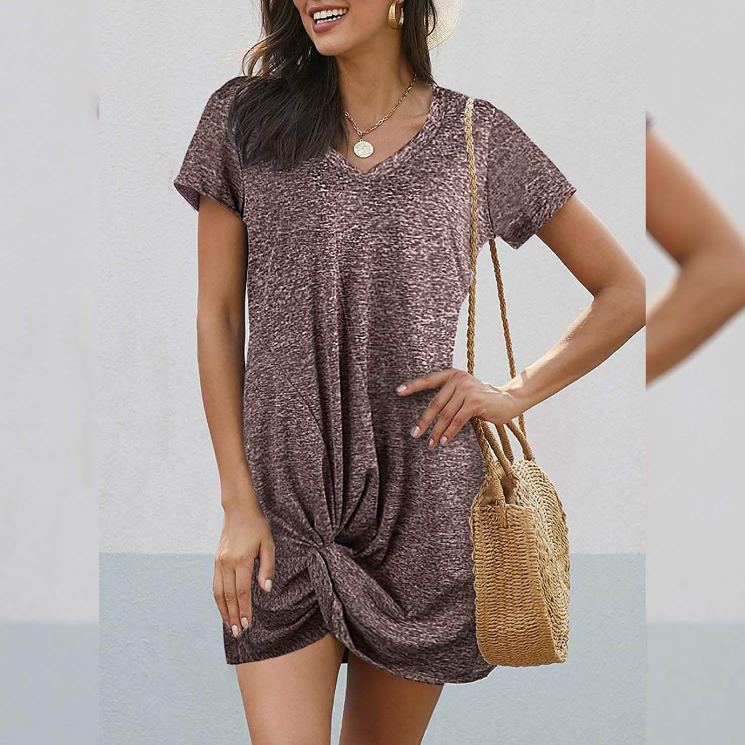 Short Sleeve Tshirt Side Knot Mini Dress