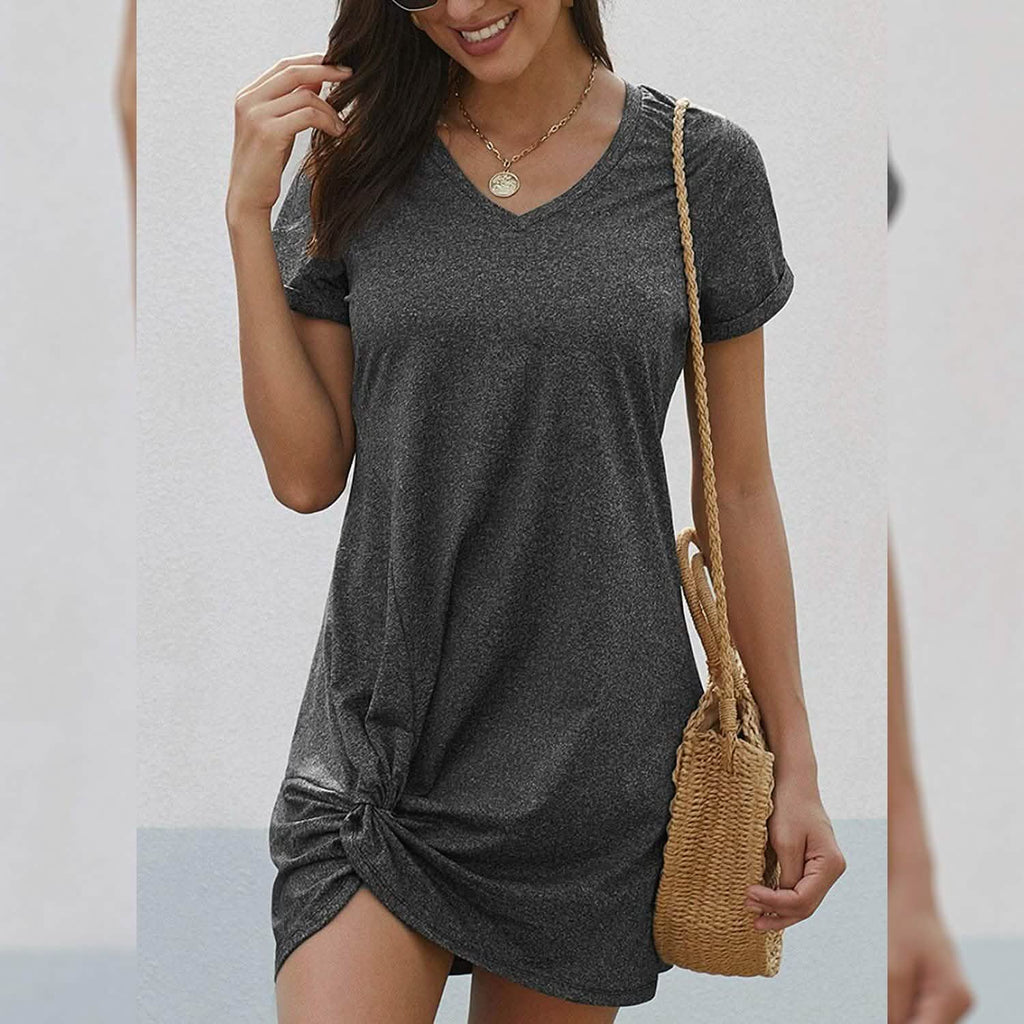 Short Sleeve Tshirt Side Knot Mini Dress