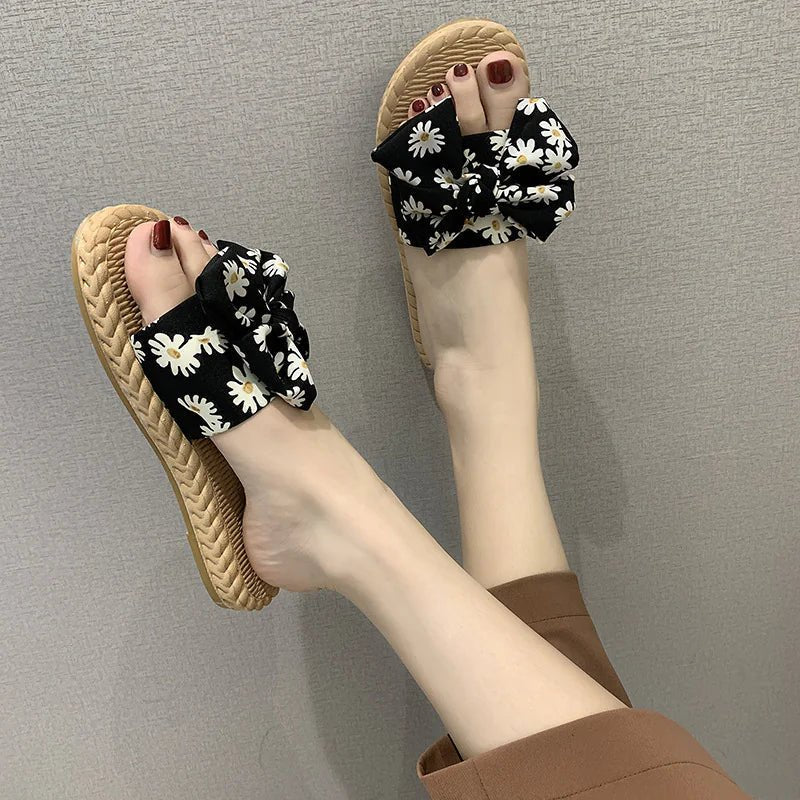 Summer Bow Flat Slip - On Sandals - Destiny's Beautiful World