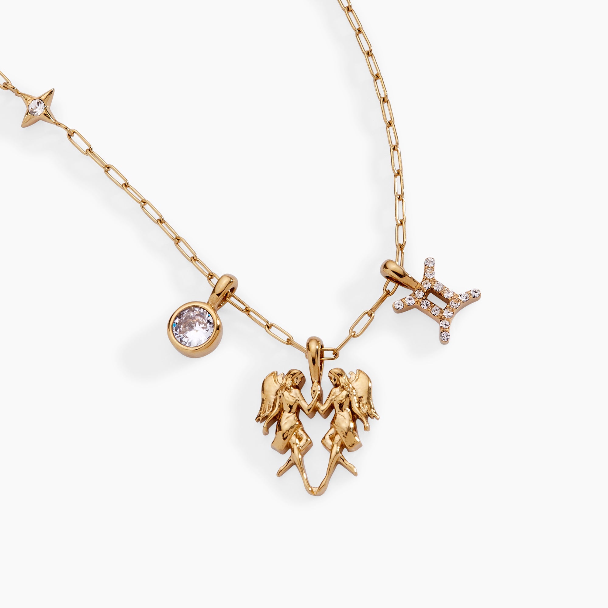 Gemini Zodiac Charm Cluster Necklace - Destiny's Beautiful World