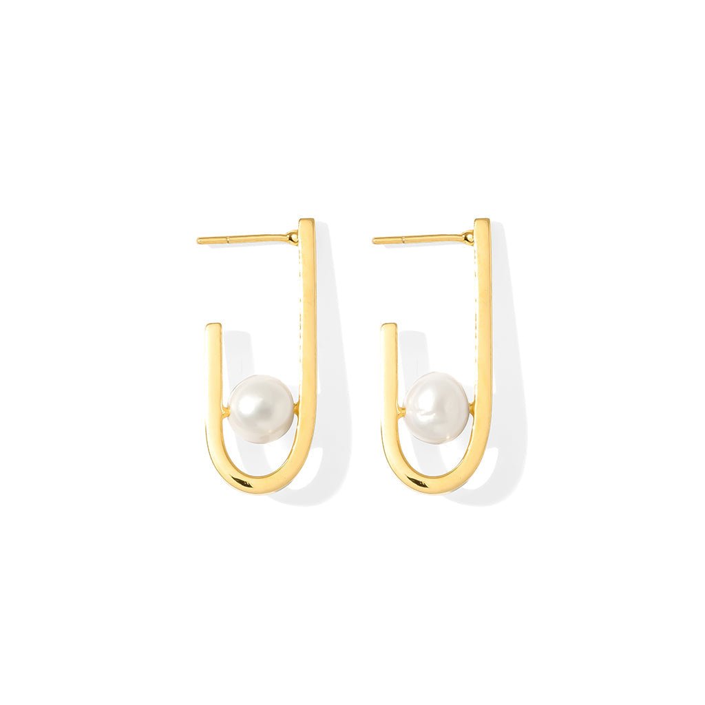 J Hoop Freshwater Pearl Earrings - Destiny's Beautiful World