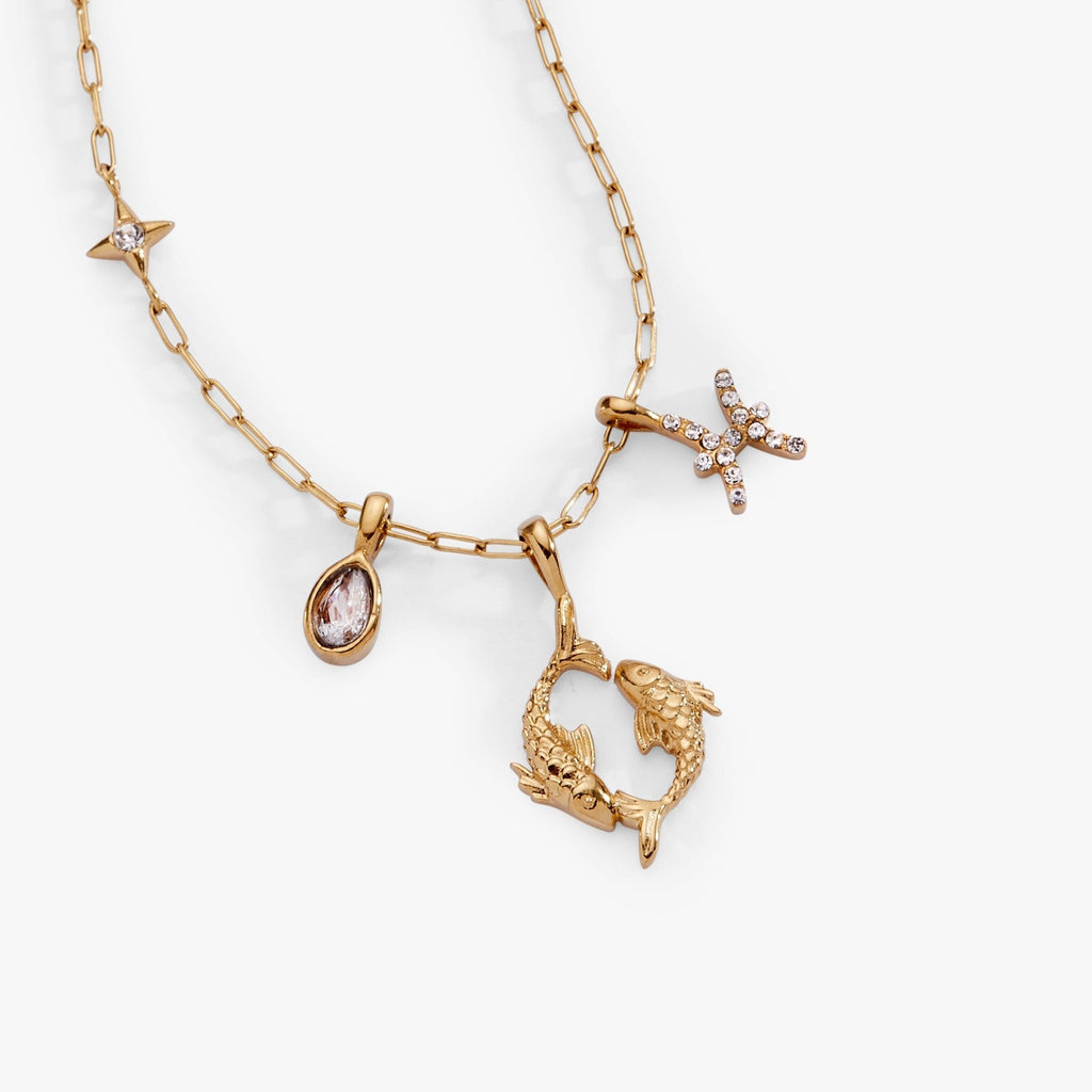 Pisces Zodiac Charm Cluster Necklace - Destiny's Beautiful World
